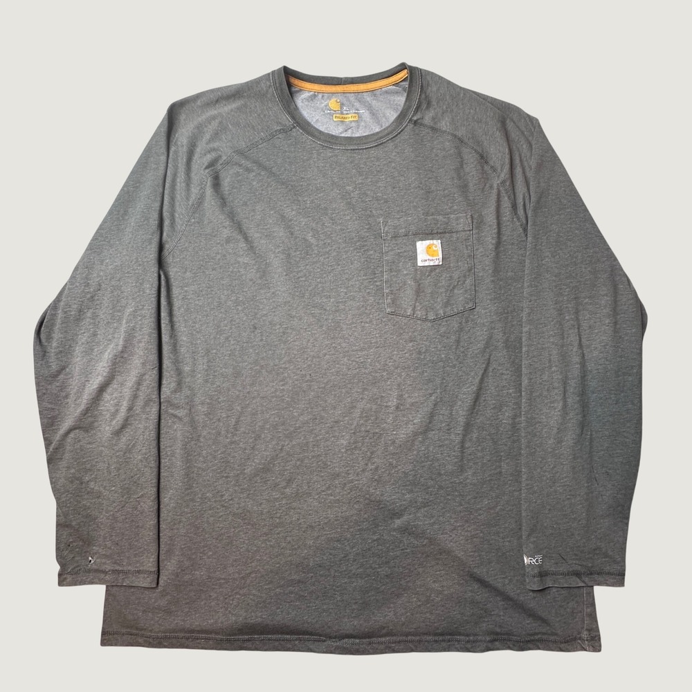 Carhartt T-Shirt Mens XL Force Relaxed Fit Gray Pocket Long Sleeve 100393 026